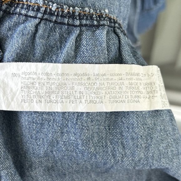 Zara Denim Mini Tiered Snap Buttons Minimalist Casual Babydoll Dress Size Small - Picture 3 of 4